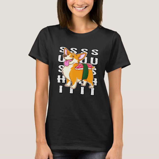 Camiseta Perro de sushi feliz Corgi Nigiri (Anverso)