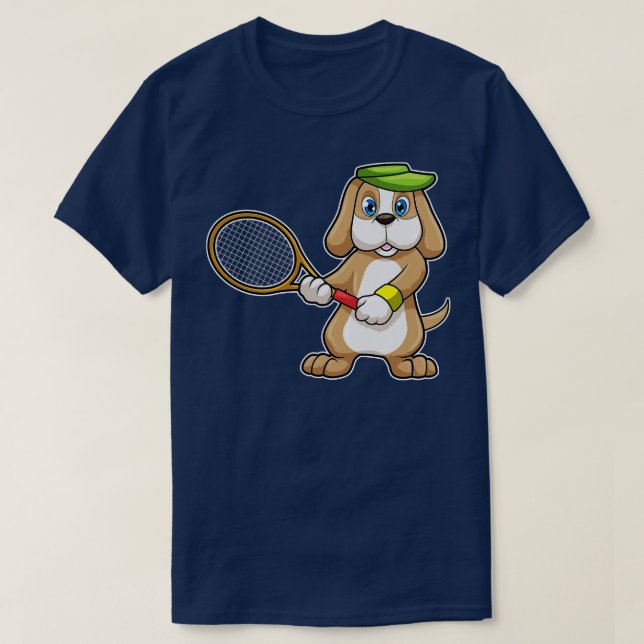 Camiseta Perro de tenis con raqueta de tenis (Diseño del anverso)