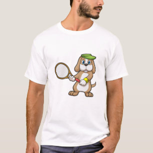 Camiseta Perro de tenis con raqueta de tenis y gorra