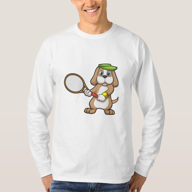 Camiseta Perro de tenis con raqueta de tenis y gorra (Anverso)