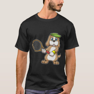 Camiseta Perro de tenis con raqueta de tenis y gorra
