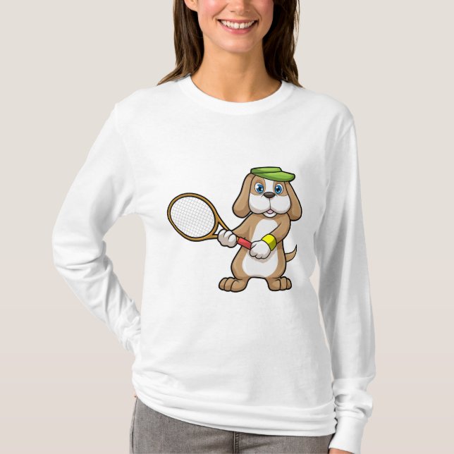 Camiseta Perro de tenis con raqueta de tenis y gorra (Anverso)