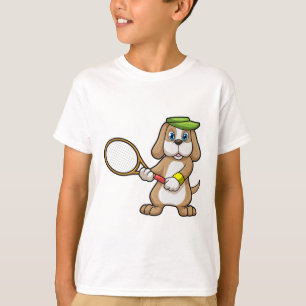 Camiseta Perro de tenis con raqueta de tenis y gorra
