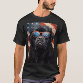Camiseta Perro de Terranova 4 de julio bandera estadouniden