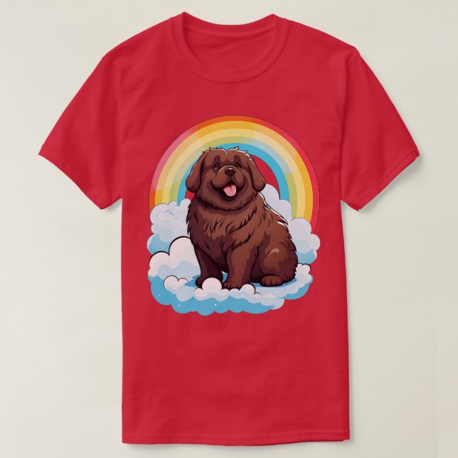 Camiseta Perro de Terranova Curioso Arcoiris Newfie Perro K (Diseño del anverso)