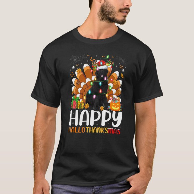Camiseta Perro de Terranova Halloween Navidad Feliz Halloth (Anverso)