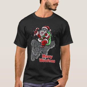 Camiseta Perro de Terranova Santa Claus Gorra Feliz Navidad