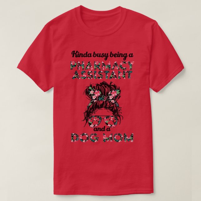 Camiseta Perro de título de asistente de farmacia (Diseño del anverso)