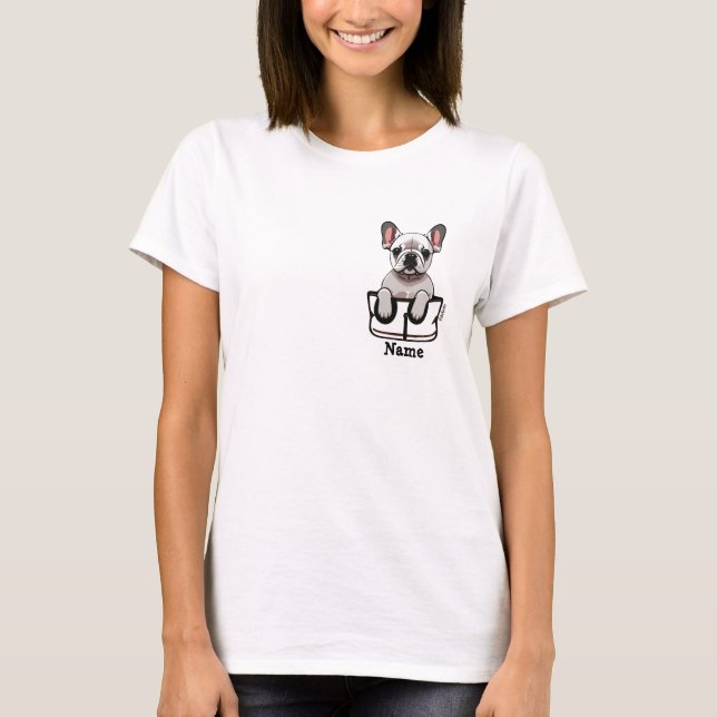 Camiseta Perro de toro blanco francés en tu bolsillo (Anverso)