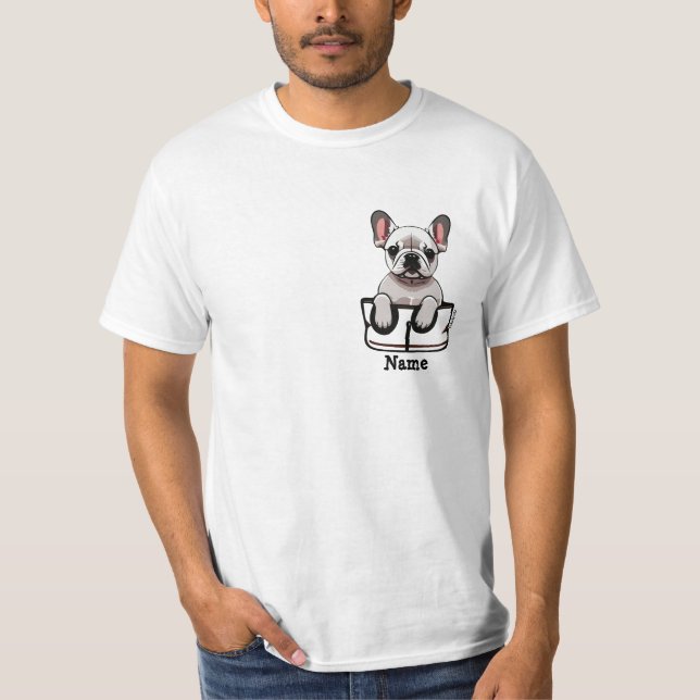 Camiseta Perro de toro blanco francés en tu bolsillo (Anverso)