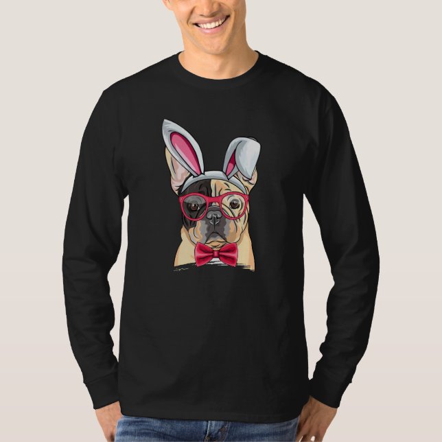 Camiseta Perro de toro francés conejito oso gafas Perro de  (Anverso)