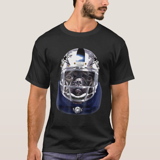 Camiseta Perro De Toro Francés En Casco Plateado De Fútbol  (Anverso)