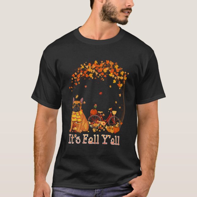 Camiseta Perro De Toro Francés Otoño Caer Calabaza Mappe (Anverso)