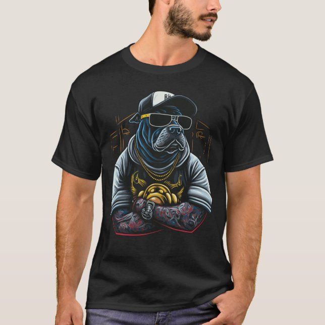 Camiseta Perro de toro francés pandillero, perro malo (Anverso)