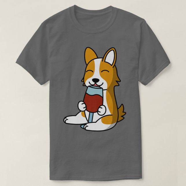 Camiseta Perro de vino de bebida Corgi284 (Diseño del anverso)