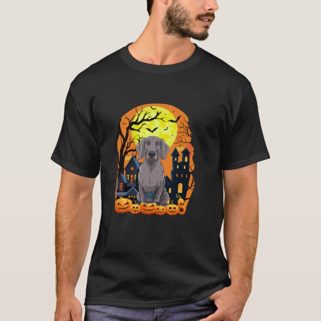 Camiseta Perro de Weimaraner con calabazas Funny Sasuy Hall (Anverso)