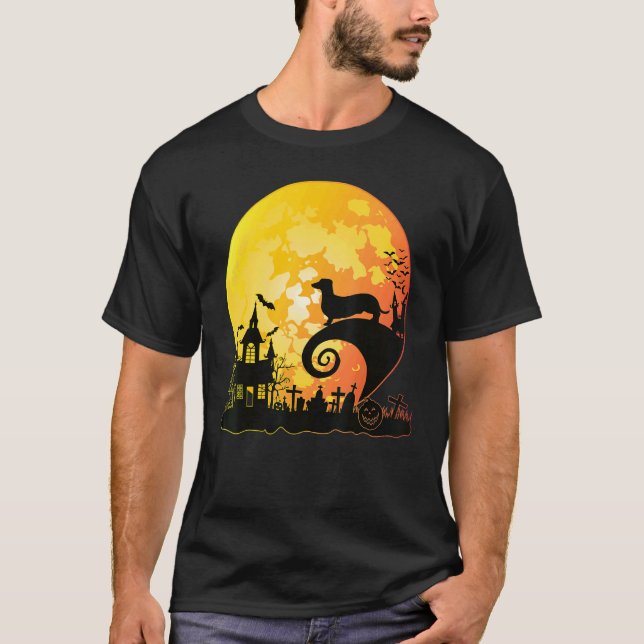 Camiseta Perro de Weiner en la Calabaza de Halloween de la  (Anverso)