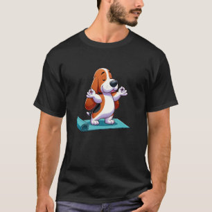 Camiseta Perro de Yoga Basset Hound Divertida Meditación