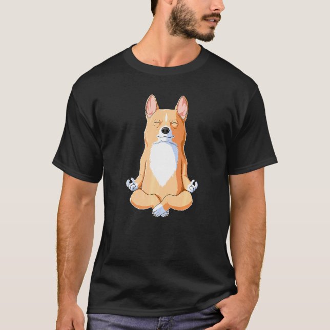 Camiseta Perro de Yoga Corgi Premium (Anverso)