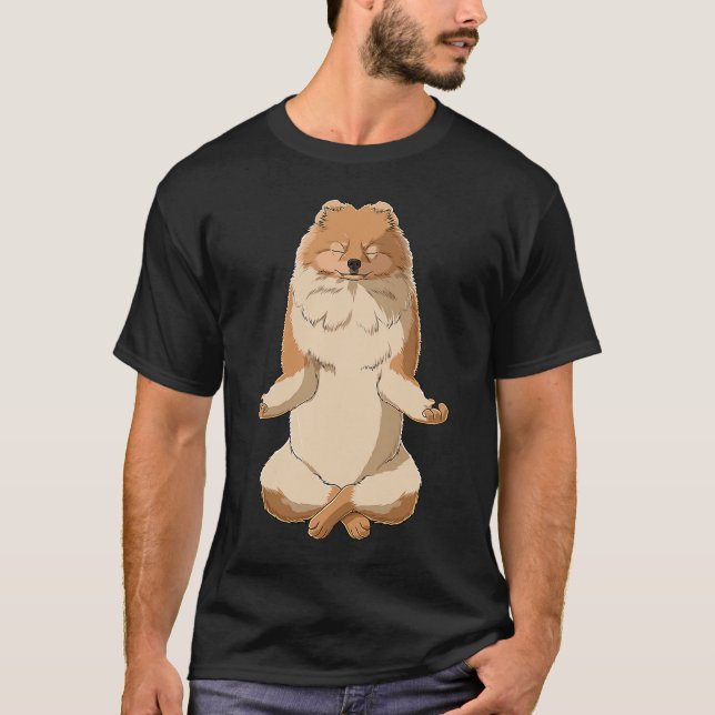 Camiseta Perro de yoga Pomeranian (Anverso)