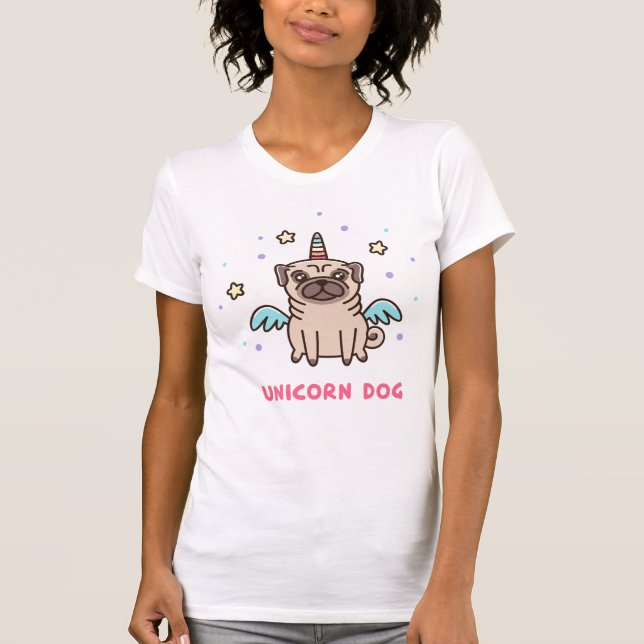 Camiseta Perro del arco iris del unicornio (Anverso)