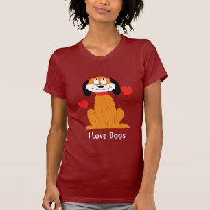 Camiseta Perro del dibujo animado con los corazones