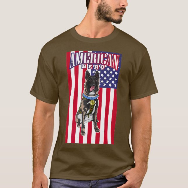 Camiseta Perro del ejército con una medalla de oro valiente (Anverso)
