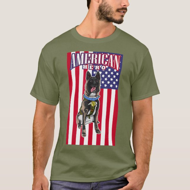 Camiseta Perro del ejército con una medalla de oro valiente (Anverso)