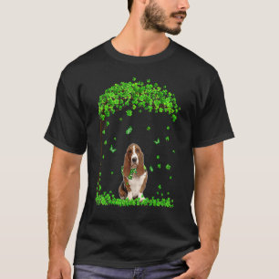 Camiseta Perro del Hound Basset Shamrock Verde Irlandés C S