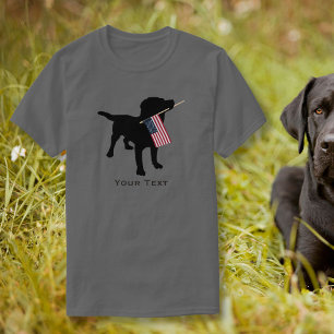 Camiseta Perro del Laboratorio Negro con bandera de los Est
