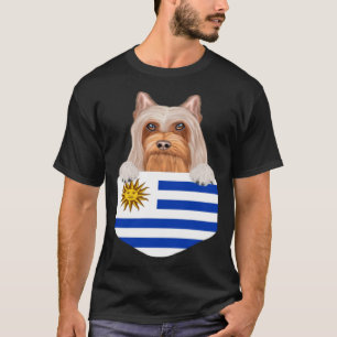 Camiseta Perro del Silky Terrier, Bandera De Uruguay, En El