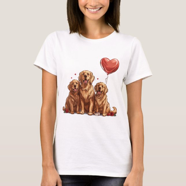 Camiseta Perro día de San Valentín Golden Retriever (Anverso)