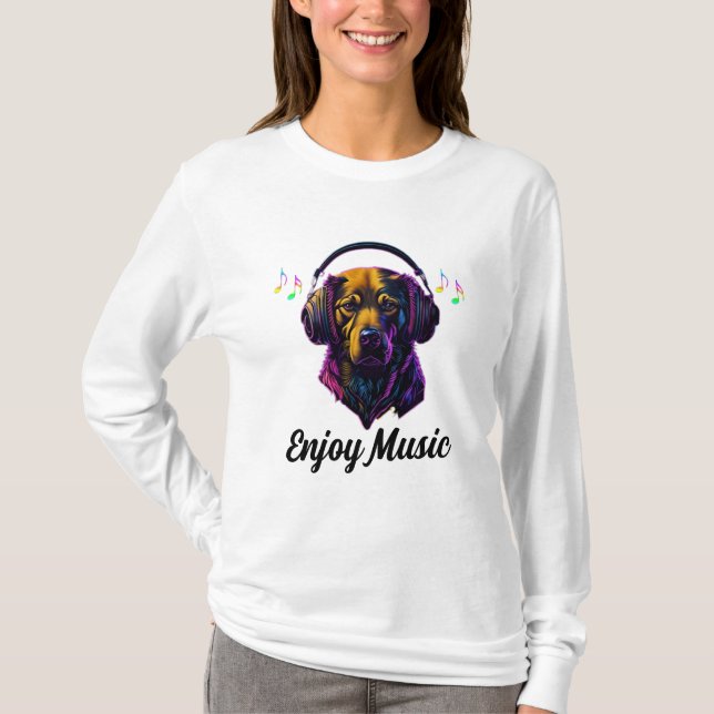 Camiseta Perro Disfrutar música (Anverso)