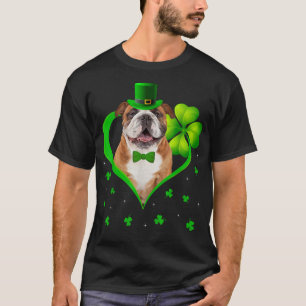 Camiseta Perro Divertido Cachorro Trébol de la Suerte Bulld