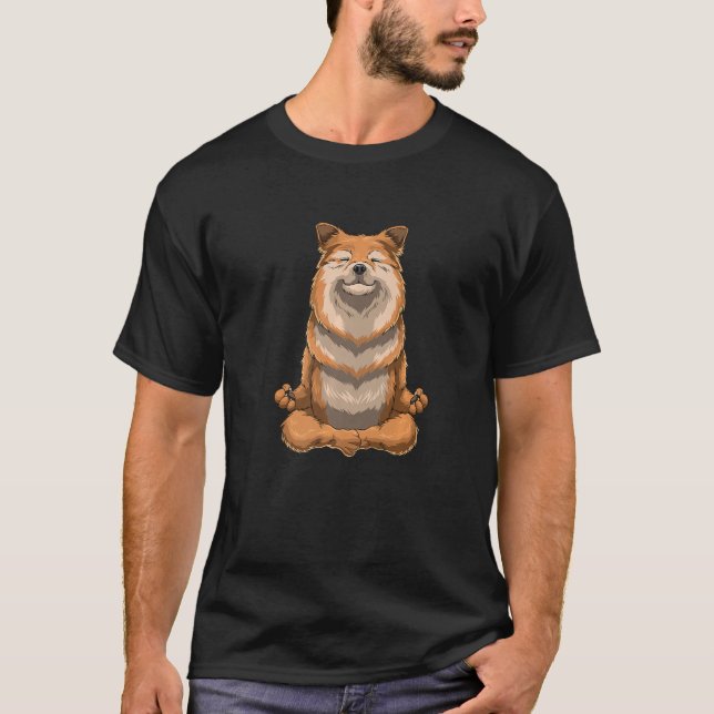 Camiseta Perro divertido de yoga - Meditación y Namaste Pom (Anverso)