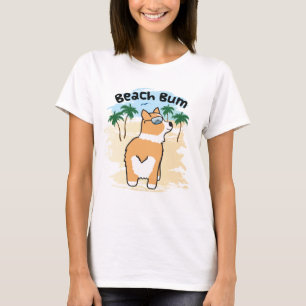 Camiseta Perro divertido del Corgi del vago de la playa