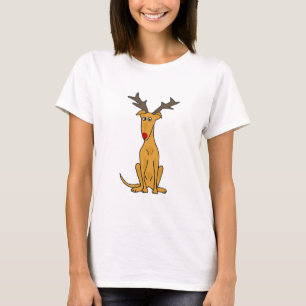 Camiseta Perro divertido del galgo como reno del navidad
