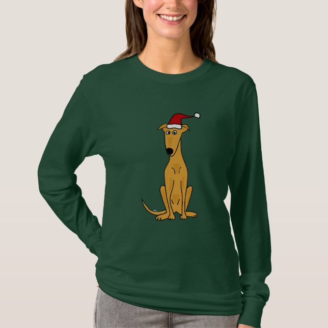 Camiseta Perro divertido del galgo en arte del navidad del (Anverso)