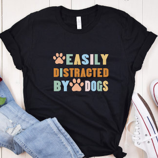 Camiseta Perro divertido fácilmente distrado oscuro