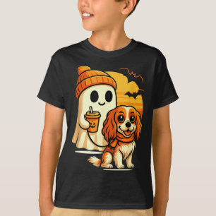 Camiseta Perro divertido fantasma paseando cavalier king ch
