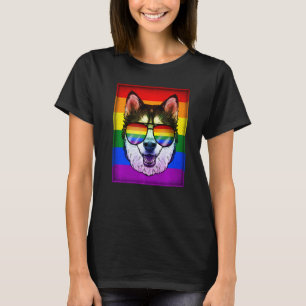 Camiseta Perro divertido gay siberiano Husky Arcoíris Orgul