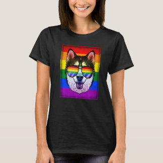 Camiseta Perro divertido gay siberiano Husky Arcoíris Orgul