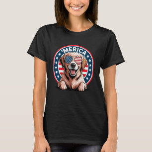 Camiseta Perro divertido Golden Retriever Merica Patriótico