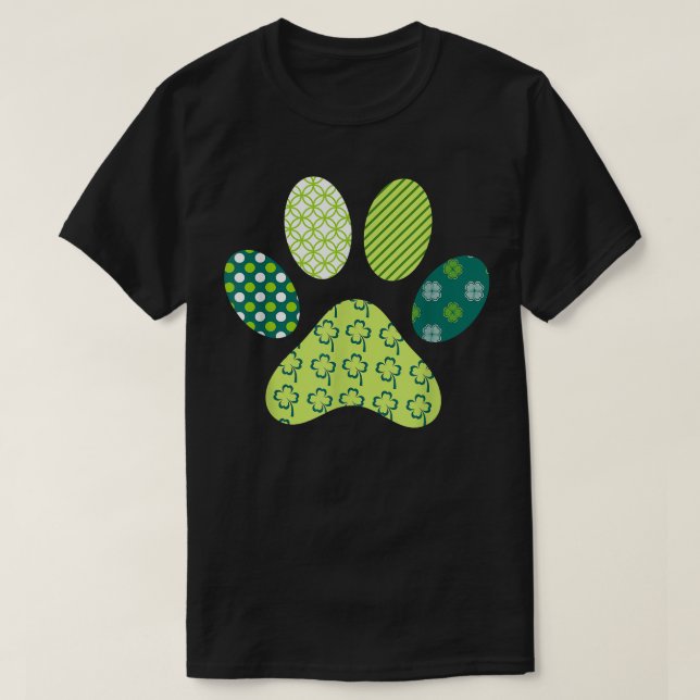 Camiseta Perro divertido irlandés con patas de trébol Día d (Diseño del anverso)