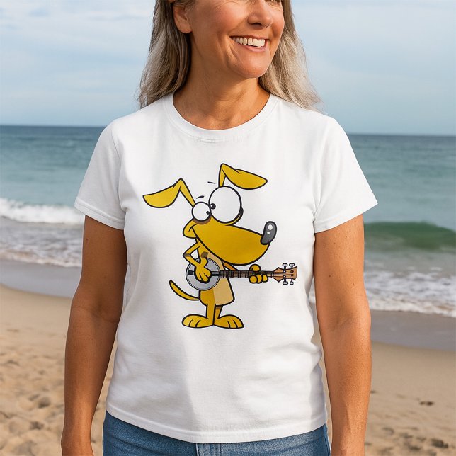 Camiseta Perro divertido jugando música banjo (Subido por el creador)