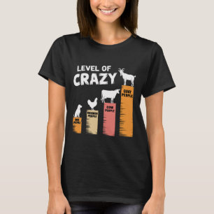 Camiseta Perro Divertido, Pollo, Vaca Y Cabra Nivel De Loco