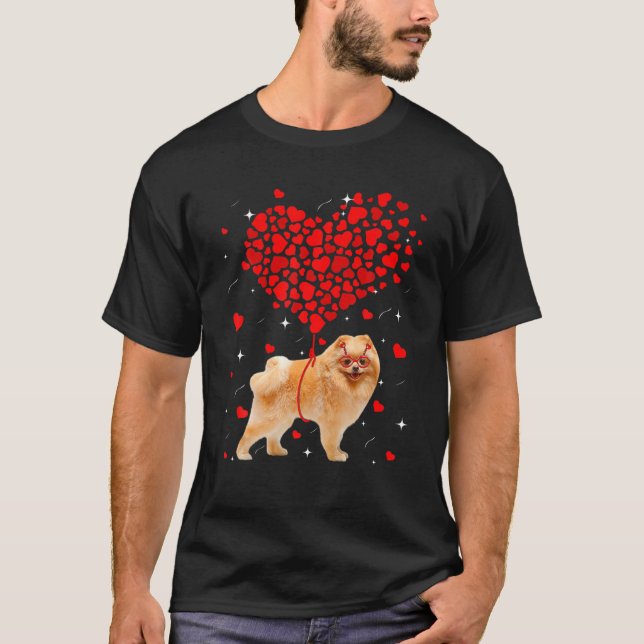 Camiseta Perro divertido pomeraniano Mascota de San Valentí (Anverso)