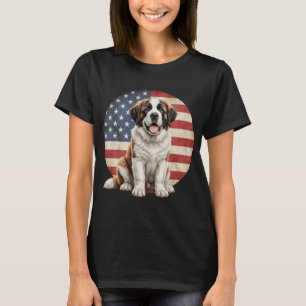 Camiseta Perro divertido San Bernardo Bandera Americana