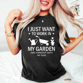 Camiseta Perro divertido y adorno negro amante de los jardi