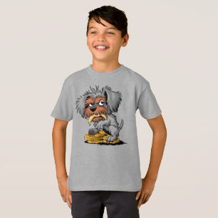Camiseta Perro divertido y desgreñado con plátano y monedas